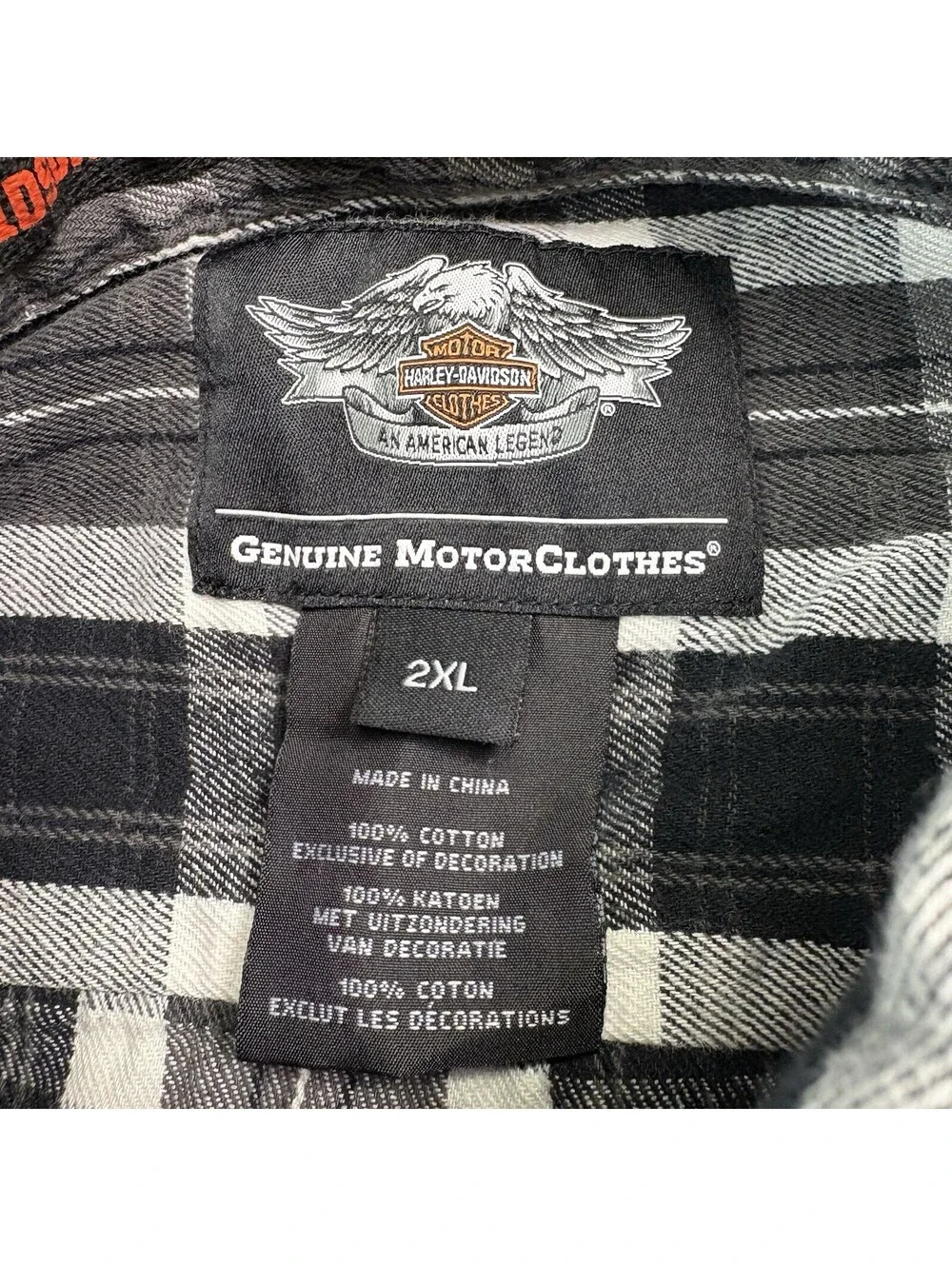 Harley Davidson Motorcycles Plaid Flannel Button Up Size 2XL